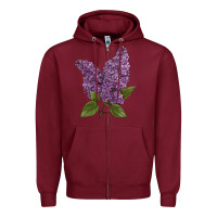Burgundy Purple Lilac Flower Illustrations Zipper Hoodie - LillyAllenDesigns