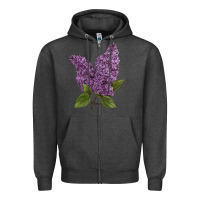 Charcoal Heather Purple Lilac Flower Illustrations Zipper Hoodie - LillyAllenDesigns