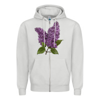 Dove Grey Purple Lilac Flower Illustrations Zipper Hoodie - LillyAllenDesigns