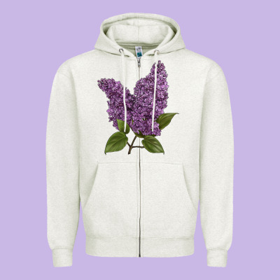 Purple Lilac Flower Illustrations Zipper Hoodie Designed By Lillyallendesigns