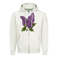 Oatmeal Heather Purple Lilac Flower Illustrations Zipper Hoodie - LillyAllenDesigns