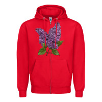 Red Purple Lilac Flower Illustrations Zipper Hoodie - LillyAllenDesigns