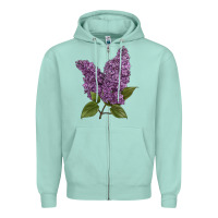 Seafoam Purple Lilac Flower Illustrations Zipper Hoodie - LillyAllenDesigns