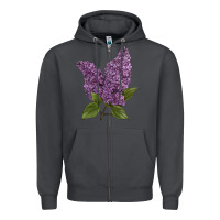 Smoke Purple Lilac Flower Illustrations Zipper Hoodie - LillyAllenDesigns