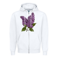 White Purple Lilac Flower Illustrations Zipper Hoodie - LillyAllenDesigns