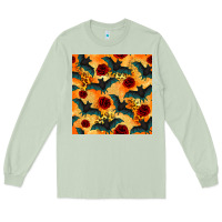 Matcha halloween bat and roses seamless pattern Long Sleeve Tee - BundleAndBundleShop