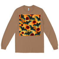 Toasted Coconut halloween bat and roses seamless pattern Long Sleeve Tee - BundleAndBundleShop
