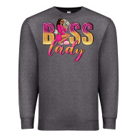 Charcoal Heather boss lady afro woman Premium Sweatshirt - NancyCooperArtShop