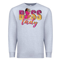Heather Grey boss lady afro woman Premium Sweatshirt - NancyCooperArtShop