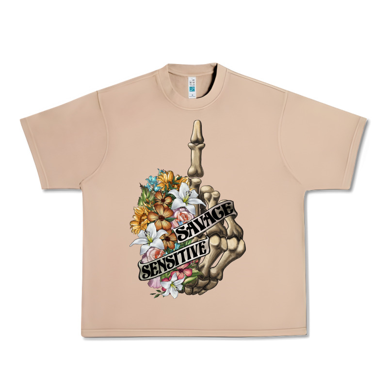 Sensitive Savage Skeleton Middle Finger Urban Heavy Tee by FaDigitalArtStudio | Teevron