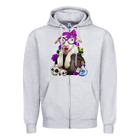 Heather Grey funny halloween lamb Zipper Hoodie - Jasminsmagicworld