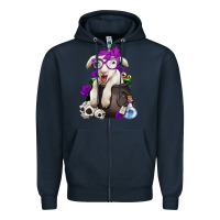 Navy funny halloween lamb Zipper Hoodie - Jasminsmagicworld