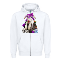 White funny halloween lamb Zipper Hoodie - Jasminsmagicworld