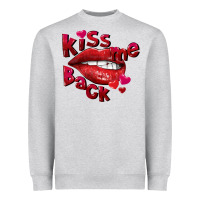 Heather Grey kiss me back Heavyweight Sweatshirt - FaDigitalArtStudio