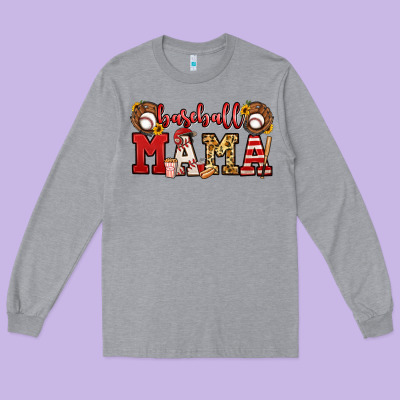 Baseball Mama Long Sleeve Tee Designed By Jasminsmagicworld