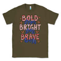 Army Green bold stripes bright stars brave hearts Classic Tee - JahusDesignShop