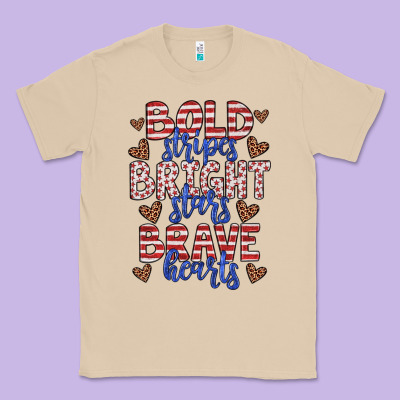 Bold Stripes Bright Stars Brave Hearts Classic Tee Designed By Jahusdesignshop