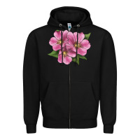 Black Wild Prairie Rose Illustrations Zipper Hoodie - LillyAllenDesigns