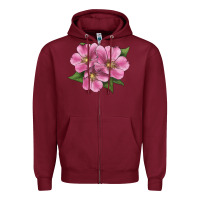 Burgundy Wild Prairie Rose Illustrations Zipper Hoodie - LillyAllenDesigns