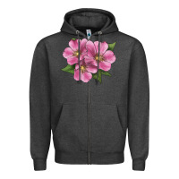 Charcoal Heather Wild Prairie Rose Illustrations Zipper Hoodie - LillyAllenDesigns