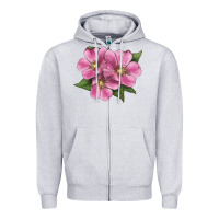 Heather Grey Wild Prairie Rose Illustrations Zipper Hoodie - LillyAllenDesigns