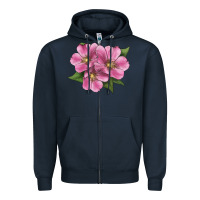 Navy Wild Prairie Rose Illustrations Zipper Hoodie - LillyAllenDesigns