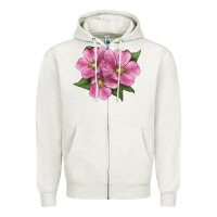 Oatmeal Heather Wild Prairie Rose Illustrations Zipper Hoodie - LillyAllenDesigns