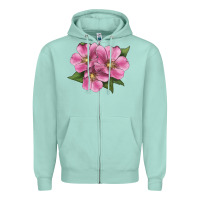 Seafoam Wild Prairie Rose Illustrations Zipper Hoodie - LillyAllenDesigns