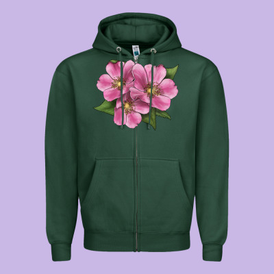 Wild Prairie Rose Illustrations Zipper Hoodie Designed By Lillyallendesigns