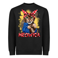 Black Meowica 4th of july Heavyweight Sweatshirt - CowGirlArtShop