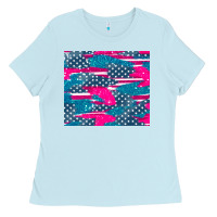 Baby Blue usa flag Ladies Tee - AdoDesignShop