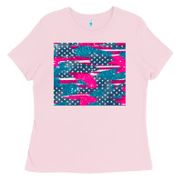 Bubblegum Pink usa flag Ladies Tee - AdoDesignShop