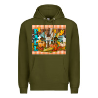 Army Green fall with baby goat Premium Hoodie - LillyAllenDesigns