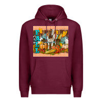 Burgundy fall with baby goat Premium Hoodie - LillyAllenDesigns