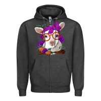 Charcoal Heather Cute baby lamb halloween Zipper Hoodie - Jasminsmagicworld