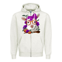 Oatmeal Heather Cute baby lamb halloween Zipper Hoodie - Jasminsmagicworld