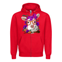 Red Cute baby lamb halloween Zipper Hoodie - Jasminsmagicworld