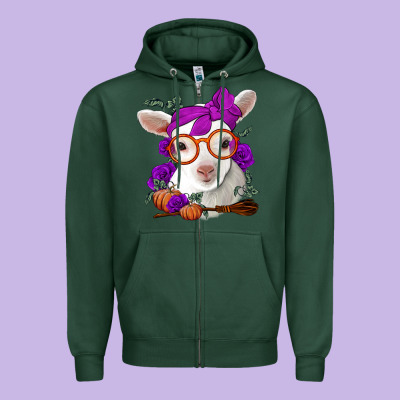 Cute Baby Lamb Halloween Zipper Hoodie Designed By Jasminsmagicworld