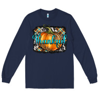 Navy Thankful Pumpkin Long Sleeve Tee - Artiststas