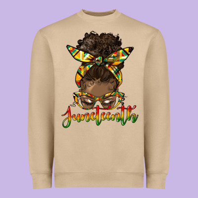 Juneteenth Black Woman Messy Bun Heavyweight Sweatshirt Designed By Hra Design Shop