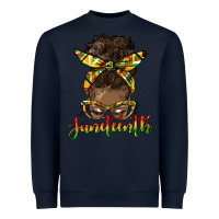 Navy juneteenth black woman messy bun Heavyweight Sweatshirt - HRA Design Shop