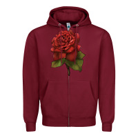 Burgundy Oklahoma Rose Illustrations Zipper Hoodie - LillyAllenDesigns