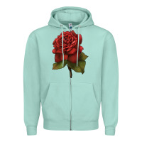 Seafoam Oklahoma Rose Illustrations Zipper Hoodie - LillyAllenDesigns