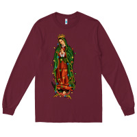 Burgundy christmas our lady of guadalupe Long Sleeve Tee - JahusDesignShop
