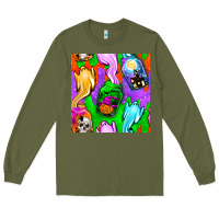Army Green halloween jar with ghost seamless pattern Long Sleeve Tee - BundleAndBundleShop
