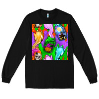 Black halloween jar with ghost seamless pattern Long Sleeve Tee - BundleAndBundleShop