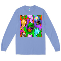 Colony Blue halloween jar with ghost seamless pattern Long Sleeve Tee - BundleAndBundleShop