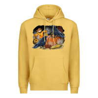 Antique Gold Fall Background With Crow Premium Hoodie - LillyAllenDesigns