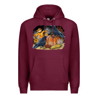 Burgundy Fall Background With Crow Premium Hoodie - LillyAllenDesigns