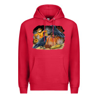 Cardinal Fall Background With Crow Premium Hoodie - LillyAllenDesigns